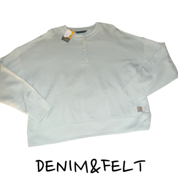 CARHARTT WOMEN'S TENCEL FIBER SERIES LOOSE FIT FRENCH TERRY HENLEY SWEATSHIRT - Picture 4 of 9
